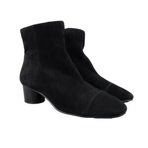 Nine West Shoes Womens 9 Booties Classic Fashion Leather Block Heel Black Zip